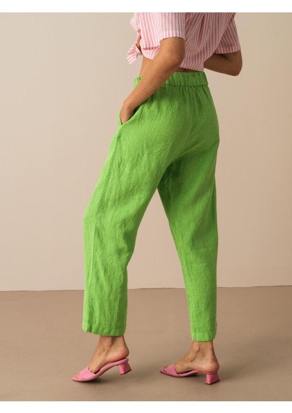 %100 Keten Regular Fit Pantolon