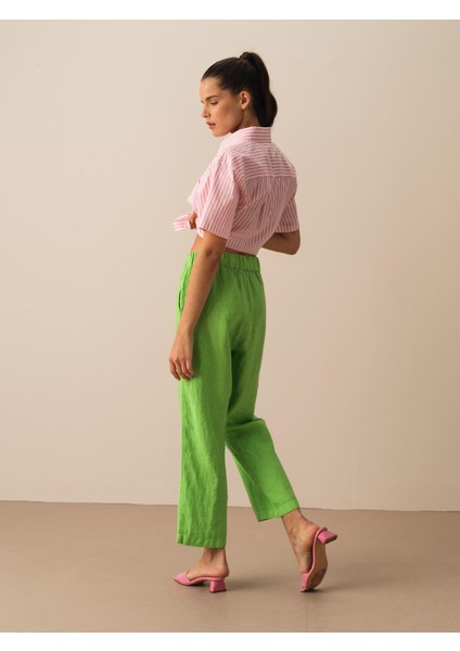 %100 Keten Regular Fit Pantolon