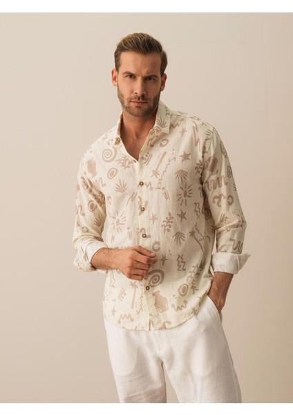 Pamuk Keten Karışımlı Regular Fit Gömlek10