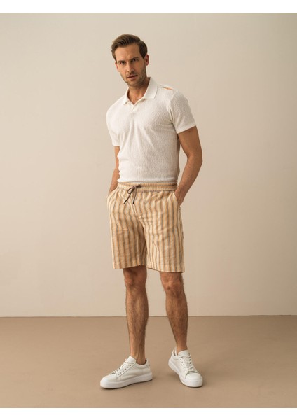 Pamuk Keten Karışımlı Regular Fit Şort
