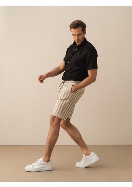 Pamuk Keten Karışımlı Regular Fit Şort