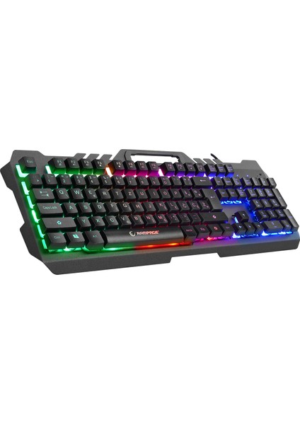 KB-R57 X-JAMMER Gökkuşağı Aydınlatmalı USB LC Layout Gaming Oyuncu Klavyesi