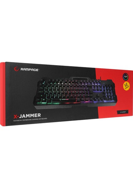 KB-R57 X-JAMMER Gökkuşağı Aydınlatmalı USB LC Layout Gaming Oyuncu Klavyesi