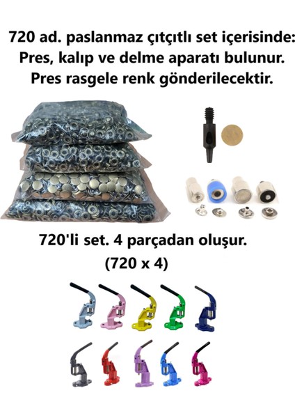 Çıtçıt Makinesi, (Antik) 720 Adet 15MM Paslanmaz Alfa Çıtçıt, Kalıplarıyla Beraber.