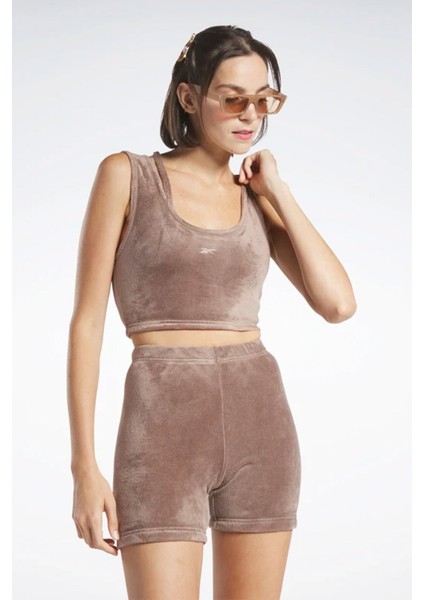 cl Wde Plush Tank Kahverengi Kadın Atlet