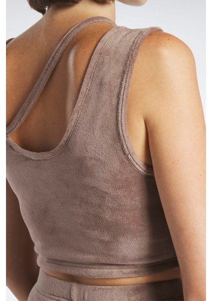 cl Wde Plush Tank Kahverengi Kadın Atlet