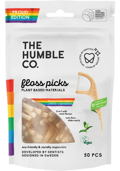 The Humble Co. Kürdanlı Diş İpi Floss Picks Bitki Bazlı Malzeme 50 Adet