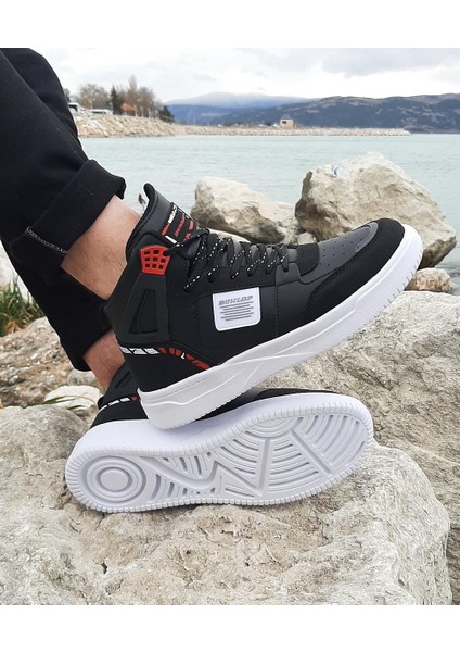 2238 Siyah-Kırmızı, Fuspetli Ortapedik Boğazlı Jordan Basket Spor Ayakkabı