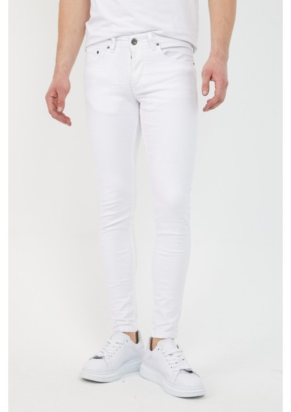 Erkek Beyaz Skinny Fit Jean Pantolon