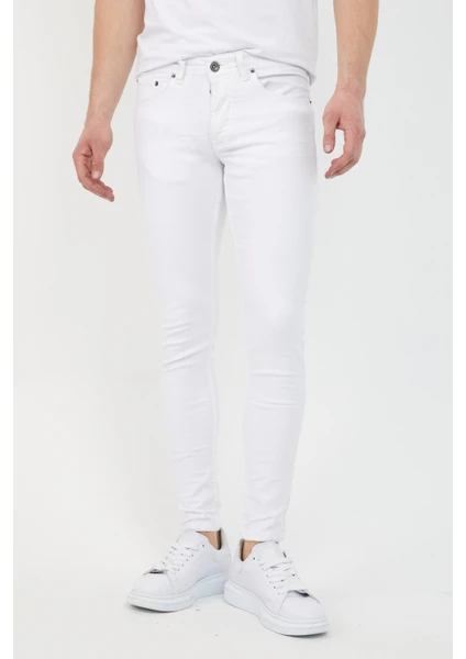 Erkek Beyaz Skinny Fit Jean Pantolon