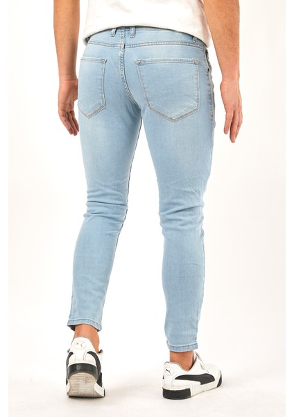 Erkek Buz Mavi Skinny Fit Jean Pantolon modelleri