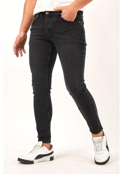 Erkek Antrasit Skinny Fit Jean Pantolon