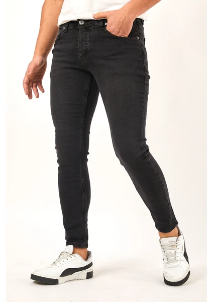 Erkek Antrasit Skinny Fit Jean Pantolon