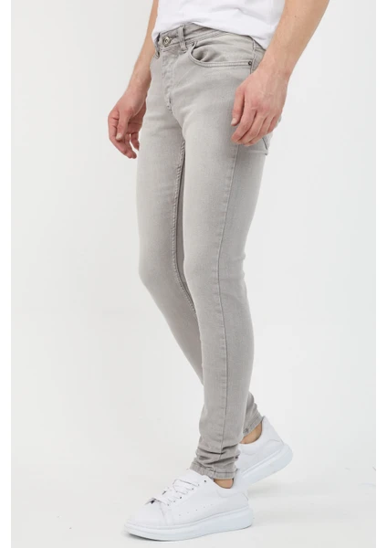 Erkek Gri Skinny Fit Jean Pantolon