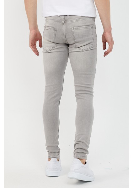 Erkek Gri Skinny Fit Jean Pantolon