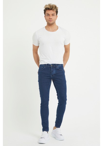 Erkek Lacivert Skinny Fit Jean Pantolon