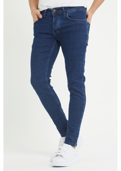 Erkek Lacivert Skinny Fit Jean Pantolon