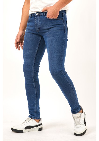 Erkek Mavi Skinny Fit Jean Pantolon