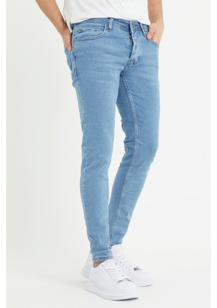 Erkek Açık Mavi Skinny Fit Jean Pantolon