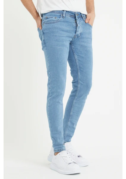 Erkek Açık Mavi Skinny Fit Jean Pantolon