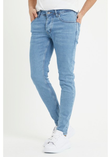 Erkek Açık Mavi Skinny Fit Jean Pantolon