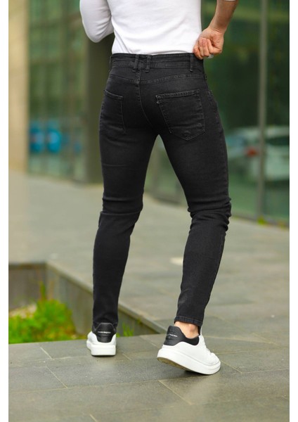 Erkek Antrasit Lazerli Skinny Fit Jean Pantolon modelleri
