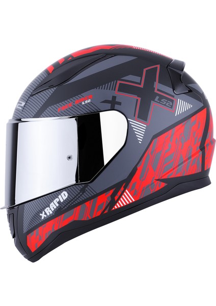 Rapıd Xtreet Mat Siyah-Kırmızı Kask Gri Cam