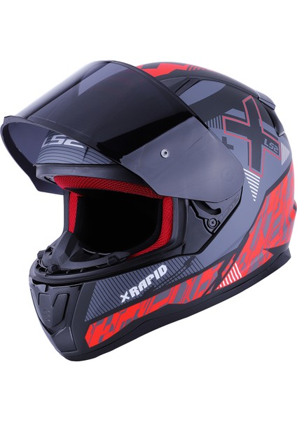 Rapıd Xtreet Mat Siyah-Kırmızı Kask Siyah Cam