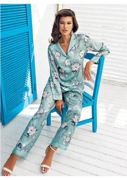 5401 Saten Pijama 2'li Takım