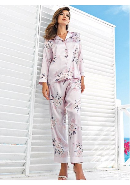 5501 Saten Pijama 2'li Takım