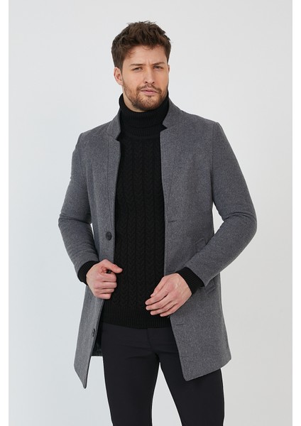 Erkek Füme Slim Fit Dik Yaka Kaşe Kaban fiyatları