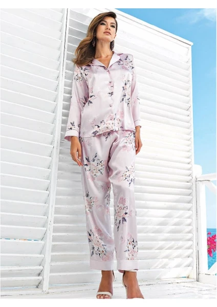 5501  Saten Pijama 2'li Takım