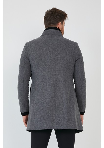 Erkek Füme Slim Fit Dik Yaka Kaşe Kaban indirimleri