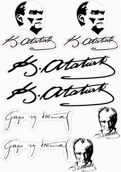 Motorsiklet K. Ataürk Sticker A4 Boyu 18 Parça Akseusar
