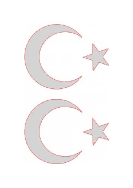 Ayyıldız Bayrak Sticker [folyo Etiket] [beyaz] 8cm 2'li - Universal