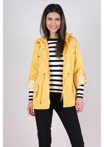 Goudot Kapüşonlu Çıtçıtlı Trençkot