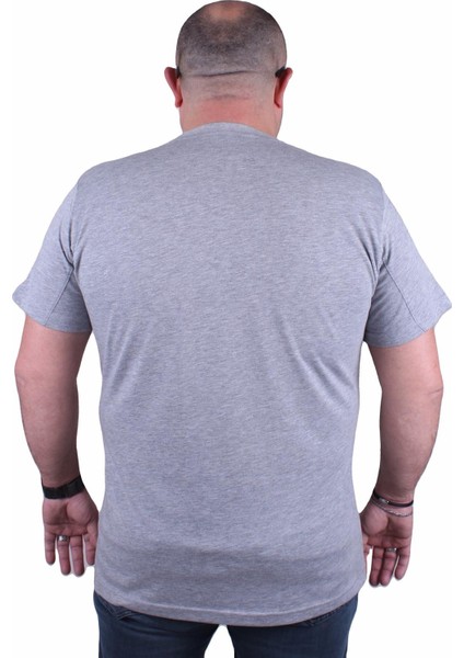 Büyük Beden Erkek Baskılı Tişört Black 23127 Gri Melanj fiyatları