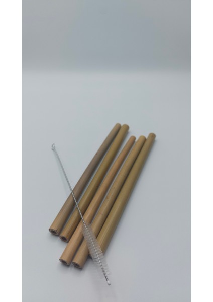 Pars Mum Doğal Bambu Pipet 19 cm 5 Li-Temizleme Telli