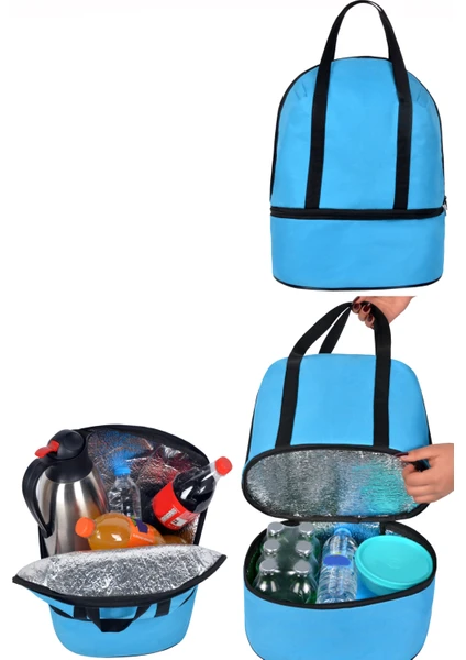 Termal Termos Çanta Isı Yalıtımlı Sıcak Soğuk Tutucu Piknik Kamp Plaj Outdoor 2 Bölmeli 26 Litre