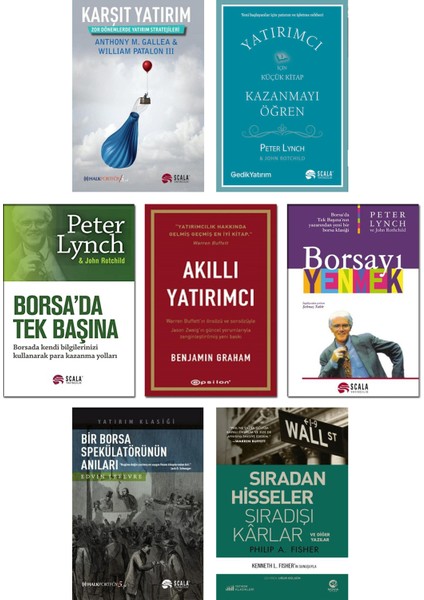 Borsa'da Tek Başına + Borsayı Yenmek + Kazanmayı Öğren + Sıradan Hisseler Sıradışı Karlar + Bir Borsa Spekülatörünün Anıları Edwin Lefevre + Akıllı Yatırımcı + Karşıt Yatırım / 7li - Peter Lynch
