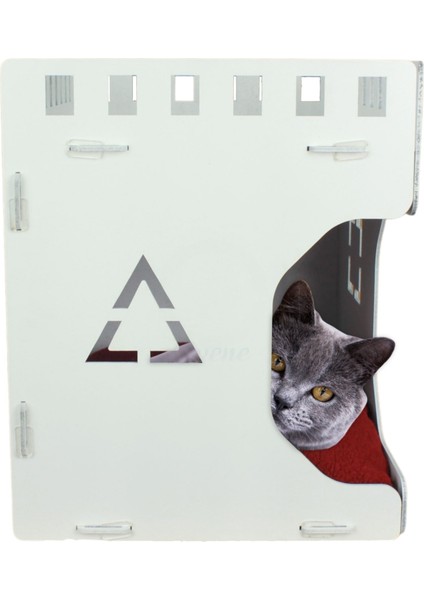 Büyük Kedi Evi Dekoratif Ahşap Dayanıklı 50X35 cm Kedi Yatağı Küp Model