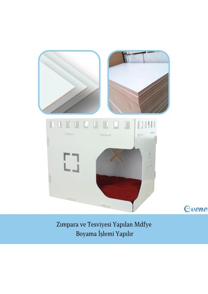 Büyük Kedi Evi Dekoratif Ahşap Dayanıklı 50X35 cm Kedi Yatağı Küp Model fırsatları