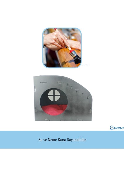Büyük Kedi Evi Dekoratif Ahşap Dayanıklı 50X35 cm Kedi Yatağı Merdiven Oval Model