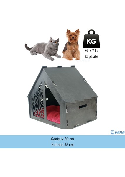 Büyük Kedi Evi Dekoratif Ahşap Dayanıklı 50X35 cm Kedi Yatağı Seperatör Model fiyatları