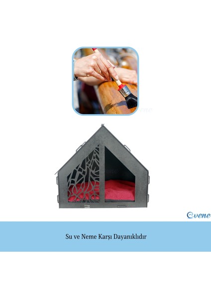 Büyük Kedi Evi Dekoratif Ahşap Dayanıklı 50X35 cm Kedi Yatağı Seperatör Model indirimleri