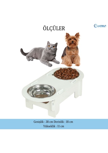 Mama Su Kabı Paslanmaz Çelik Taslı 2'li Ahşap Kedi ve Köpek Suluk Oval Model fiyatları