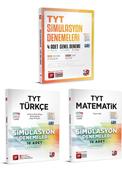 3D Yayınları TYT Türkçe Matematik ve 4lü Genel Deneme Seti