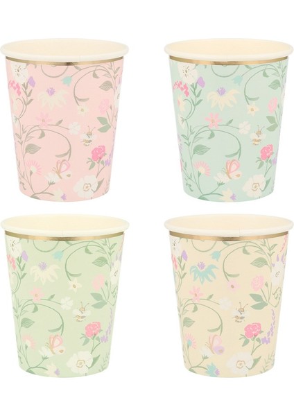 Meri Meri - Ladurée Paris Floral Cups - Ladurée Paris Çiçekli Bardaklar - 8'li