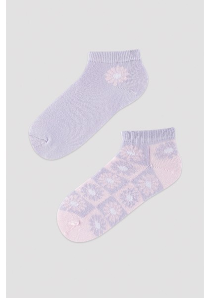 Kız Çocuk Çiçekli 2Li Patik Çorap