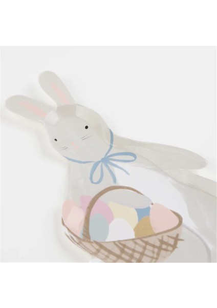 Meri Meri - Bunny With Basket Plates - Sepetli Tavşan Tabaklar - 8'li